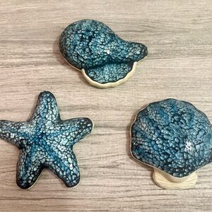 Blue Mosaic Sea Shells Decor Set